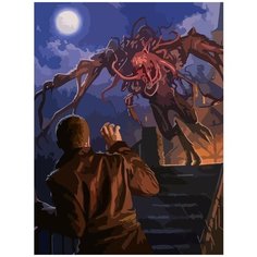 Картина по номерам на холсте настольная игра Древний ужас (Ужас Аркхэма, Лавкрафт) - 7000 В 30x40