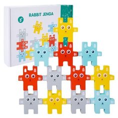 Деревянный балансир для детей "Кролики" с карточками с заданиями, головоломка из дерева, деревянная игрушка развивающая, 32 элемента Нет бренда