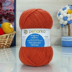 Пряжа пехорка Ангорская теплая (Пехорка), Яркооранжевый - 189, 40% шерсть, 60% акрил, 5 мотков, 100 г, 480 м.