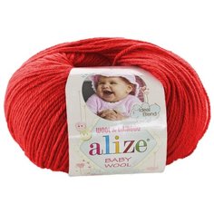 Пряжа Alize Baby Wool (Ализе Беби Вул) - 10 мотков Цвет: 56, Красный темный, 40% шерсть 20% бамбук 40% акрил, 50 г / 175 м