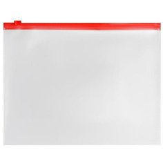 Calligrata Папка-конверт на ZIP-молнии A5, 150 мкм, Calligrata, прозрачная, красная молния