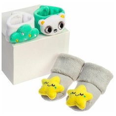 Подарочный набор: развивающие браслетики+носочки погремушки «Панда» Крошка Я
