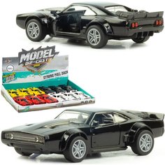 Металлическая машинка 1:32 Dodge Challenger, 12 см. инерционная, свет, звук / Черный Denco Store