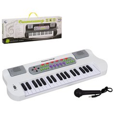 Детская игрушка Синтезатор с микрофоном (HS3710B), от сети, батареек Tong DE