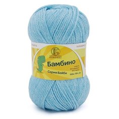 Пряжа Камтекс Бамбино, 35 % мериносовая шерсть, 65 % акрил, 50 г, 150 м, 1 шт., 020 голубая бирюза