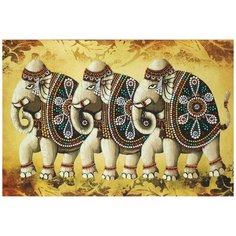 Набор для вышивания бусинами RK LARKES "Мудрость, сила, процветание", 26x38 см, Слоны Обереги Животные