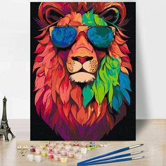 Картина по номерам - Red Panda AI - Лев в очках