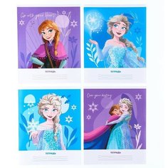 Тетрадь 18 листов, линейка, 4 вида микс, Холодное сердце Disney