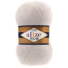 Пряжа Alize Angora Real 40 (Ангора Реал 40) - 5 шт цвет 599 слоновая кость 40% шерсть, 60% акрил 100г 480м