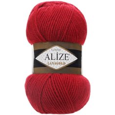 Пряжа Alize Lanagold (Ланаголд) - 3 шт Цвет: 56 красный 49% шерсть, 51% акрил 100г 240м