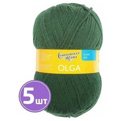 Пряжа Семеновская пряжа Olga (62), темно-зеленый 5 шт. по 100 г