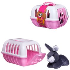 Игрушка мягкая Кролик в розовой переноске Junfa Toys
