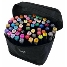 Маркеры (фломастеры) для скетчинга 60 штук (цветов) (набор профессиональных двухсторонних скетч маркеров в чехле) Zarin