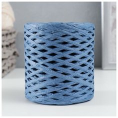 Пряжа 100% целлюлоза "Softino Raffia Color" ленточная, синяя 200м ±2м 120 гр 7621025