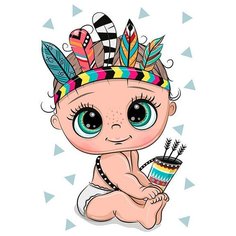 Алмазная мозаика на подрамнике Маленький индеец Цветной