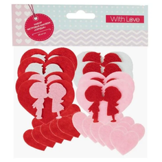 Набор фетровых наклеек "Сердце с человечками", 28 шт/для валентинок/в подарок на 14 февраля/набор для творчества и украшения With Love