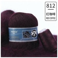 Пряжа "Mink wool" 90% пух норки,10% полиамид 350м/50гр + нитки (812 шоколад) Menca