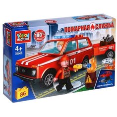 Конструктор Город Мастеров Пожарная Lada 4x4 с прицепом 86 дет