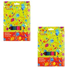 Карандаши цветные 18цв. 6-гран №1School Отличник 2 наб