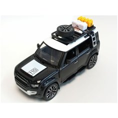 Машинка Land Rover Defender металлическая с клаксоном 1:24, свет, звук, цвет черный MSN Trading Limited