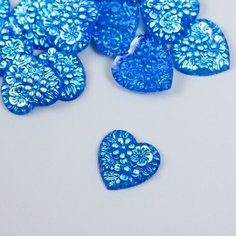 Декор для творчества пластик "Сердце" голография синий набор 20 шт 1,6х1,6 см ТероПром
