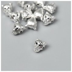 Бусина для творчества металл "Ягуар" серебро G183B1464 1х0,9 см Noname