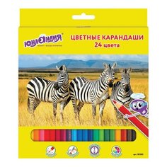 Карандаши цветные юнландия "МИР животных", 24 цвета, классические заточенные