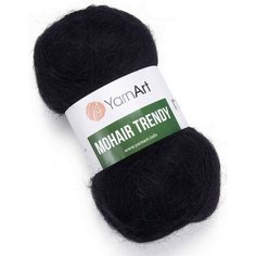 Пряжа YarnArt Mohair Trendy -2 шт, черный (102), 100 г, 220 м, 50% акрил, 50% мохер