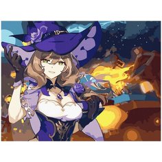 Картина по номерам с цветным холстом 30х40 см Геншин Импакт Genshin Impact Лиза (28 цветов) Molly