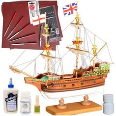 Галеон Mayflower, модель парусного корабля Amati (Италия), М. 1:135, подарочный набор для сборки + инструменты + краска, лак и клей, AM600-05-full