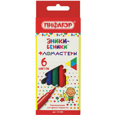 Набор фломастеров Фломастеры пифагор "эники-беники", 6 цветов, вентилируемый колпачок, 151400, 24 наборов