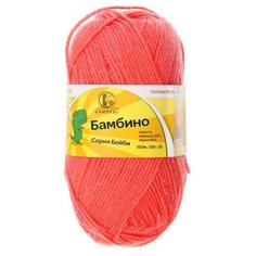 Пряжа Камтекс Бамбино, 35 % мериносовая шерсть, 65 % акрил, 50 г, 150 м, 1 шт., 116 коралл неон