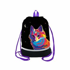 Мешок для обуви 1 отделение Berlingo "Astro Cat", 400*480мм, расширяющееся дно, светоотражающая лента, карман на молнии
