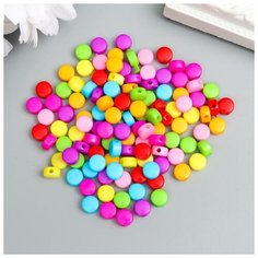 Набор бусин для творчества пластик "Цветные кругляшки" набор 120 шт 0,3х0,6х0,6 см./В упаковке шт: 1 Арт Узор