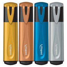 Набор текстовыделителей с блестками MAPED "FLUO PEPS Glitter" 4 шт, ассорти, линия 1-5 мм, 742000