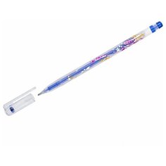 Ручка гелевая Crown Glitter Metal Jell (0.8мм, синий с блестками) 12шт. (MTJ-500GLS(D))