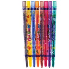 Карандаши восковые 8 цветов Crown ArtStory (L=170мм, D=10мм, 3гр, пластик, выкручивающийся стержень) ПВХ, 12 уп. (TP-800)