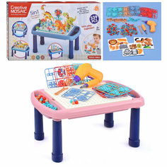 Конструктор пластиковый детский с игровым столом, шуруповертом и отверткой "Животные" (свет) Oubaoloon 636-10B (340 деталей) в коробке
