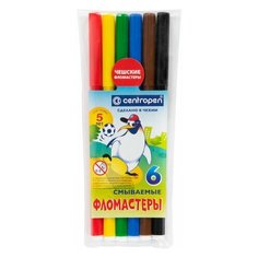 Фломастеры 6 цветов CENTROPEN "Пингвины" смываемые вентилируемый колпачок 7790/6ET, 8 шт