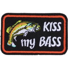 Нашивка, шеврон, патч (patch) на липучке Kiss my Bass, размер 8*5 см Нет бренда