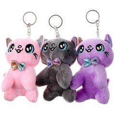 Мягкая игрушка Кот с бабочкой , на брелоке, 10 см, цвета Микс Denco Store