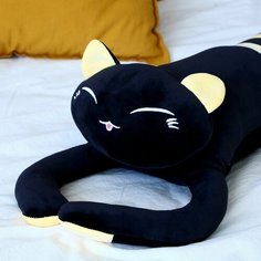 Мягкая игрушка-подушка Кот , 70 см, цвет чёрно-жёлтый Denco Store