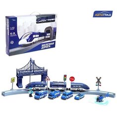 Железная дорога "Экспресс", 92 детали, работает от батареек, подходит для деревянных железных дорог Автоград