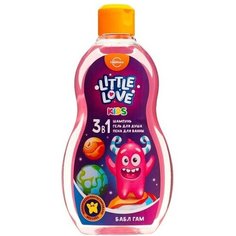 Шампунь + гель для душа + пена для ванн для детей 3 в 1 Little love бабл гам, 400 мл
