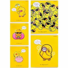 Тетрадь Полиграф Принт - Креативный утёнок, в клетку, на скобе, 48 листов, А5, 1 шт. Проф Пресс