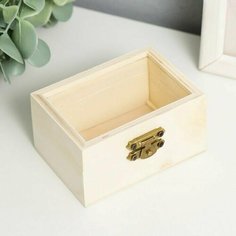 Шкатулка для росписи дерево со стеклянной вставкой 8,5х6,5х4,5 см Made in China