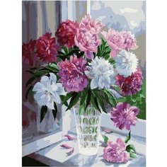 Картина по номерам Пионы на подоконнике 40х50 см АртТойс