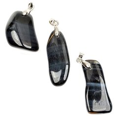 Подвеска из соколиного глаза, размер каждой подвески 33х15х6 мм, вес каждой подвескики 7 грамм, 3 шт. Нет бренда