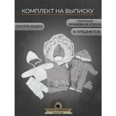 Конверт на выписку теплый 8 предметов для новорожденных в роддом Серый Альянс Текстиль