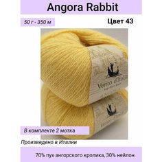 Пряжа Vento dItalia Angora Rabbit (Ангора Кролик)/цвет 43 желтый/70% пух ангорского кролика, 30% нейлон / 50г 350м / 2 шт